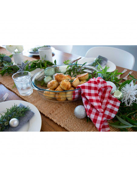 Tradineur - Fuente para horno ovalada con tapa - Fabricado en Vidrio - Apto para horno, microondas, congelador y lavavajillas -