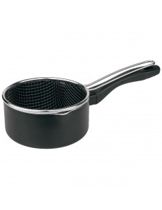 Tradineur - Cazo y cestillo freidor de Ø 16 cm - Fabricado en Acero Inoxidable - Totalmente Antiadherente - 8,5 x 17 x 33 cm