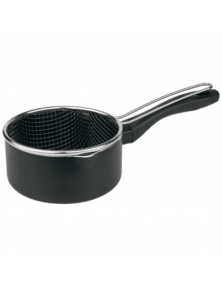Tradineur - Cazo y cestillo freidor de Ø 16 cm - Fabricado en Acero Inoxidable - Totalmente Antiadherente - 8,5 x 17 x 33 cm