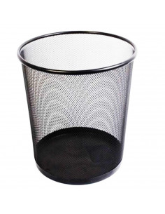 Papelera redonda con rejilla metálica 28 x 26 x 26 cm, cubo de basura multiusos de metal resistente, contenedor de residuos para