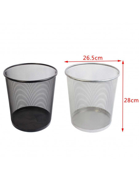 Papelera redonda con rejilla metálica 28 x 26 x 26 cm, cubo de basura multiusos de metal resistente, contenedor de residuos para