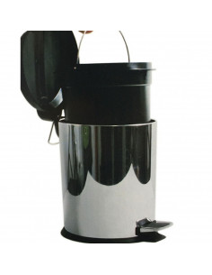 Papelera de metal redonda con pedal, capacidad 3 litros, cubo de basura, papelera de oficina, 16 x 25.7 x 19 cm 2