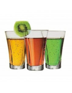 Tradineur - Set de 6 vasos de cristal para refresco, modelo Truva, resistentes, aptos para lavavajillas, servir whisky, licores,