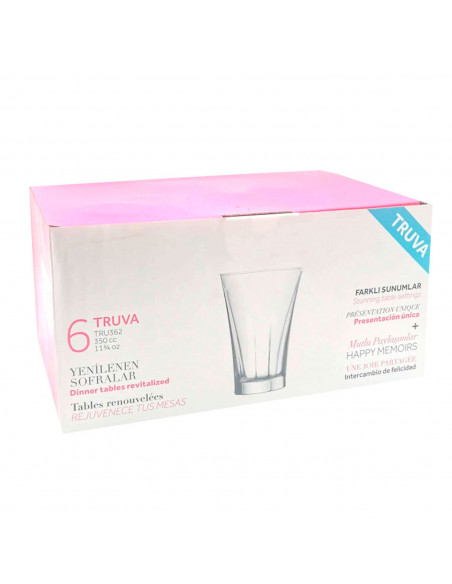 Tradineur - Set de 6 vasos de cristal para refresco, modelo Truva, resistentes, aptos para lavavajillas, servir whisky, licores,