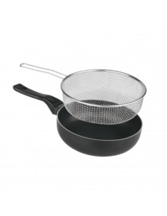 LifeStyle - Sartén freidora con cestillo freidor y escurridor, diámetro 24 cm, freidora con cesta, antiadherente 2