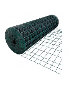 Tradineur - Rollo de malla metálica plastificada, huecos cuadrados de 16 x 16 mm, valla, cierre de alambre, cercar jardín, galli