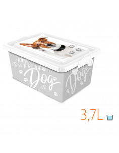 Tradineur - Caja de plástico con cierres laterales de clip y tapa, cajón de almacenaje multiusos, ordenación, objetos, hogar, fa 2