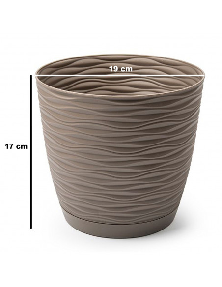 Tradineur - Maceta redonda de plástico, plato integrado, tiesto, macetero de polipropileno, recipiente para plantas, flores, bal