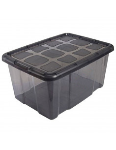 Tradineur - Caja translúcida de almacenaje con tapa, plástico, cajón multiusos, ordenación, almacenamiento de objetos, hogar, fa