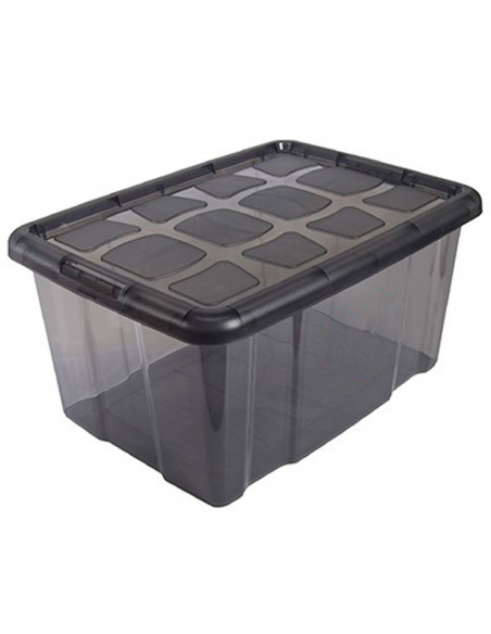 Tradineur - Caja translúcida de almacenaje con tapa, plástico, cajón multiusos, ordenación, almacenamiento de objetos, hogar, fa