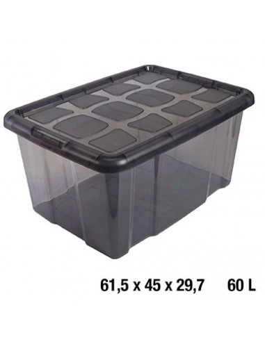 Tradineur - Caja translúcida de almacenaje con tapa, plástico, cajón multiusos, ordenación, almacenamiento de objetos, hogar, fa