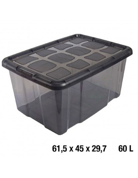 Tradineur - Caja translúcida de almacenaje con tapa, plástico, cajón multiusos, ordenación, almacenamiento de objetos, hogar, fa