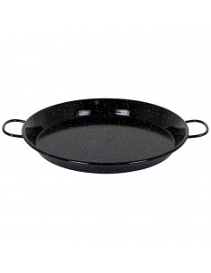 Tradineur - Paellera valenciana esmaltada, cocinar arroces, apta para gas, vitrocerámica, cocina eléctrica y lavavajillas (Negro