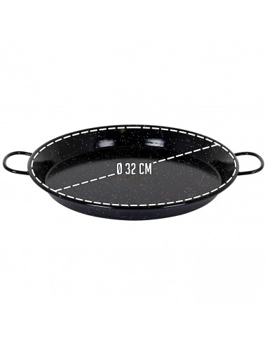 Tradineur - Paellera valenciana esmaltada, cocinar arroces, apta para gas, vitrocerámica, cocina eléctrica y lavavajillas (Negro