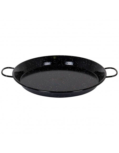 Tradineur - Paellera valenciana esmaltada, cocinar arroces, apta para gas, vitrocerámica, cocina eléctrica y lavavajillas (Negro