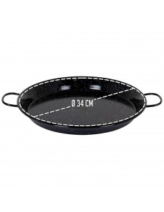 Tradineur - Paellera valenciana esmaltada, cocinar arroces, apta para gas, vitrocerámica, cocina eléctrica y lavavajillas (Negro 2
