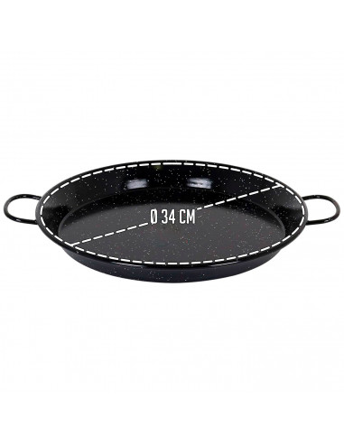 Tradineur - Paellera valenciana esmaltada, cocinar arroces, apta para gas, vitrocerámica, cocina eléctrica y lavavajillas (Negro