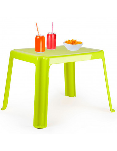 Tradineur - Mesa auxiliar de plástico, mesita baja para niños, polipropileno, estructura sólida, interior y exterior, salón, jar
