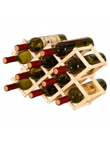 Tradineur - Botellero plegable de bambú, soporte organizador de botellas de vino, almacenamiento, exhibición de licores, barra d