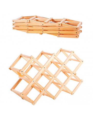 Tradineur - Botellero plegable de bambú, soporte organizador de botellas de vino, almacenamiento, exhibición de licores, barra d