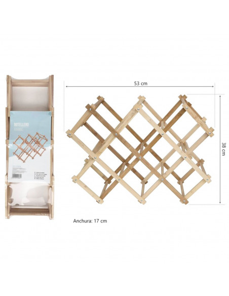 Tradineur - Botellero plegable de bambú, soporte organizador de botellas de vino, almacenamiento, exhibición de licores, barra d