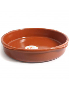 Tradineur - Cazuela redonda de barro - Apta para vitro y horno - Ideal para guisos y asados caseros  Ø 40 cm