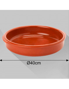 Tradineur - Cazuela redonda de barro - Apta para vitro y horno - Ideal para guisos y asados caseros  Ø 40 cm 2