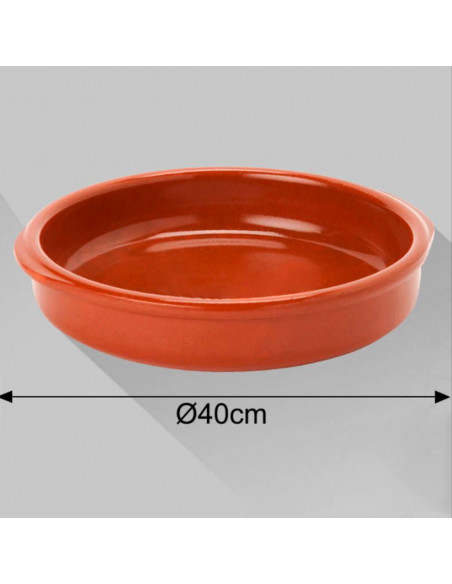 Tradineur - Cazuela redonda de barro - Apta para vitro y horno - Ideal para guisos y asados caseros  Ø 40 cm