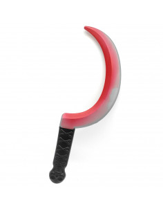 Tradineur - Hoz de plástico, mango decorado con calavera y tibias, complemento para disfraces de asesino, criminal, carnaval, Ha