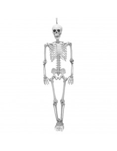 Tradineur - Esqueleto colgante para Halloween - Fabricado en plástico - Adorno para decoración - Longitud 48 cm - Color Blanco