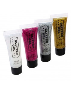 Tradineur - Blíster de maquillaje de Halloween - Incluye: 4 Brillantinas, 6 colores para pintar la cara, 2 esponjas y 1 pincel - 2