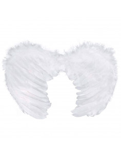 Tradineur - Alas de ángel con plumas y tirantes elásticos, complemento para disfraz de Halloween, carnaval, cosplay, fiestas, na