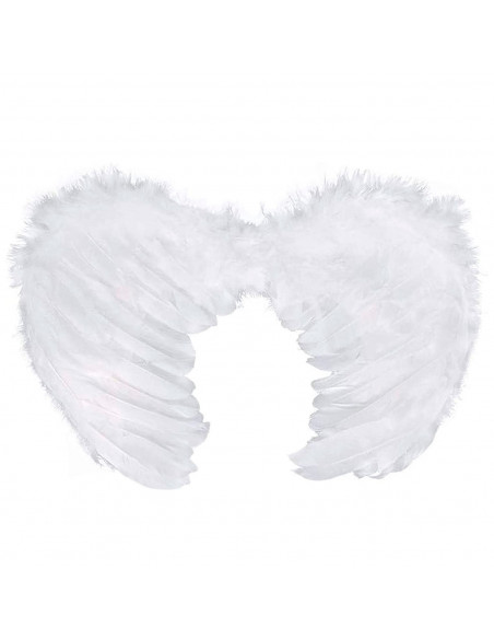 Tradineur - Alas de ángel con plumas y tirantes elásticos, complemento para disfraz de Halloween, carnaval, cosplay, fiestas, na