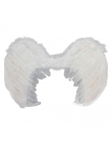Tradineur - Alas de ángel con plumas y tirantes elásticos, complemento para disfraz de Halloween, carnaval, cosplay, fiestas, na