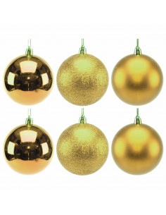 Tradineur - Sets de 6 Bolas para árbol navideño - Fabricado en plástico - Decoración para temporada navideña - Ø 8 cm - Color Or