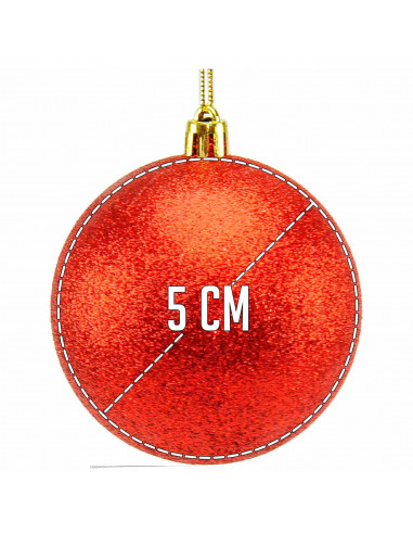 Tradineur - Sets de 16 Bolas para árbol navideño - Fabricado en plástico - Decoración para temporada navideña - Ø 5 cm - Color R