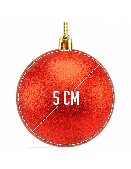Tradineur - Sets de 16 Bolas para árbol navideño - Fabricado en plástico - Decoración para temporada navideña - Ø 5 cm - Color R
