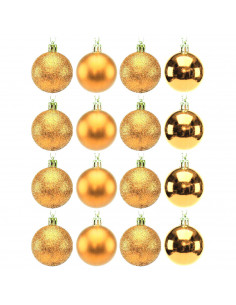 Tradineur - Sets de 16 Bolas para árbol navideño - Fabricado en plástico - Decoración para temporada navideña - Ø 5 cm - Color O