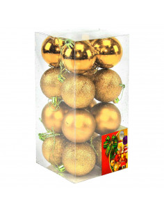 Tradineur - Sets de 16 Bolas para árbol navideño - Fabricado en plástico - Decoración para temporada navideña - Ø 5 cm - Color O 2