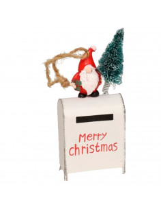 Tradineur - Colgante navideño de Papá Noel en Buzón - Fabricado en Metal y resina - Decoración para temporada navideña - 10 x 6