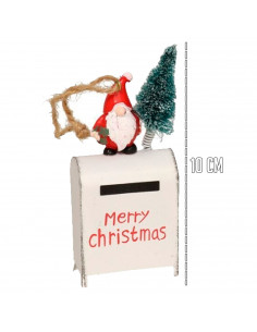 Tradineur - Colgante navideño de Papá Noel en Buzón - Fabricado en Metal y resina - Decoración para temporada navideña - 10 x 6 2
