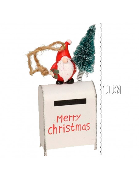 Tradineur - Colgante navideño de Papá Noel en Buzón - Fabricado en Metal y resina - Decoración para temporada navideña - 10 x 6