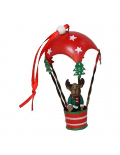 Tradineur - Colgante navideño de Papá Noel en Globo - Fabricado en Metal y resina - Decoración para temporada navideña - 12 x 7