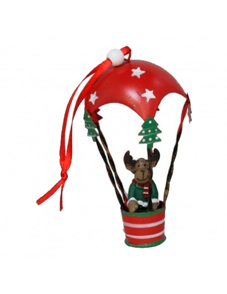 Tradineur - Colgante navideño de Papá Noel en Globo - Fabricado en Metal y resina - Decoración para temporada navideña - 12 x 7
