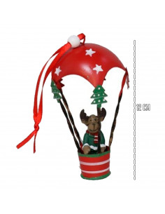 Tradineur - Colgante navideño de Papá Noel en Globo - Fabricado en Metal y resina - Decoración para temporada navideña - 12 x 7 2