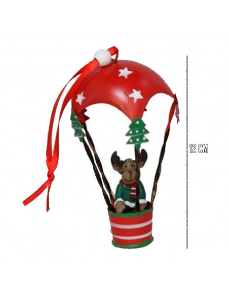 Tradineur - Colgante navideño de Papá Noel en Globo - Fabricado en Metal y resina - Decoración para temporada navideña - 12 x 7
