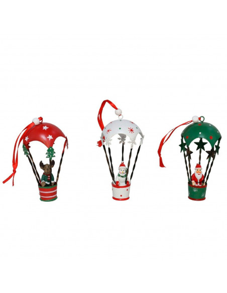 Tradineur - Colgante navideño de Papá Noel en Globo - Fabricado en Metal y resina - Decoración para temporada navideña - 12 x 7