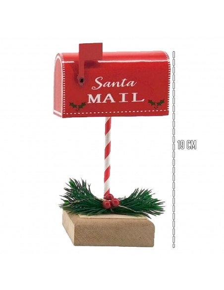 Tradineur - Buzón con luz para Navidad - Fabricado en Cobre y Plástico - Decoración para temporada navideña - 19 x 10 x 8 cm - M