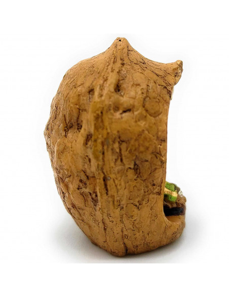 Tradineur - Mini nacimiento en nuez de resina, decoración Navidad, belén, pesebre, figura, adorno de sobremesa, estanterías, hog