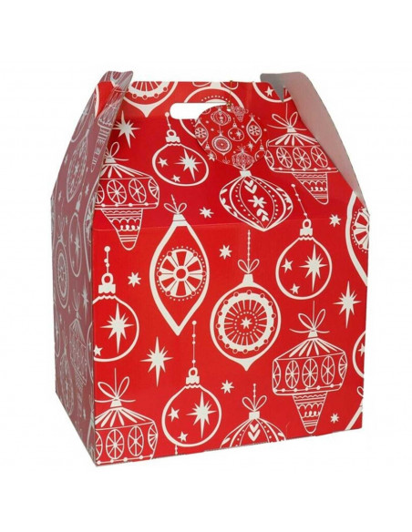 Tradineur - Caja de cartón para lote de Navidad, cesta plegable con asa, guardar regalos, botellas vino, resistente, 40 x 32 x 3